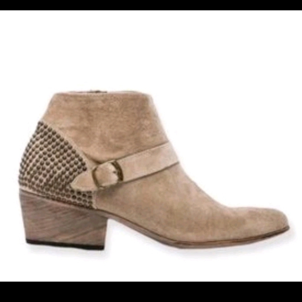 Anine Bing Womens Beige Suede Gold Studded Bianca Designer Trendy Ankle Boot 38